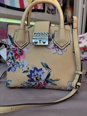 GUESS Yellow Floral Mini Satchel